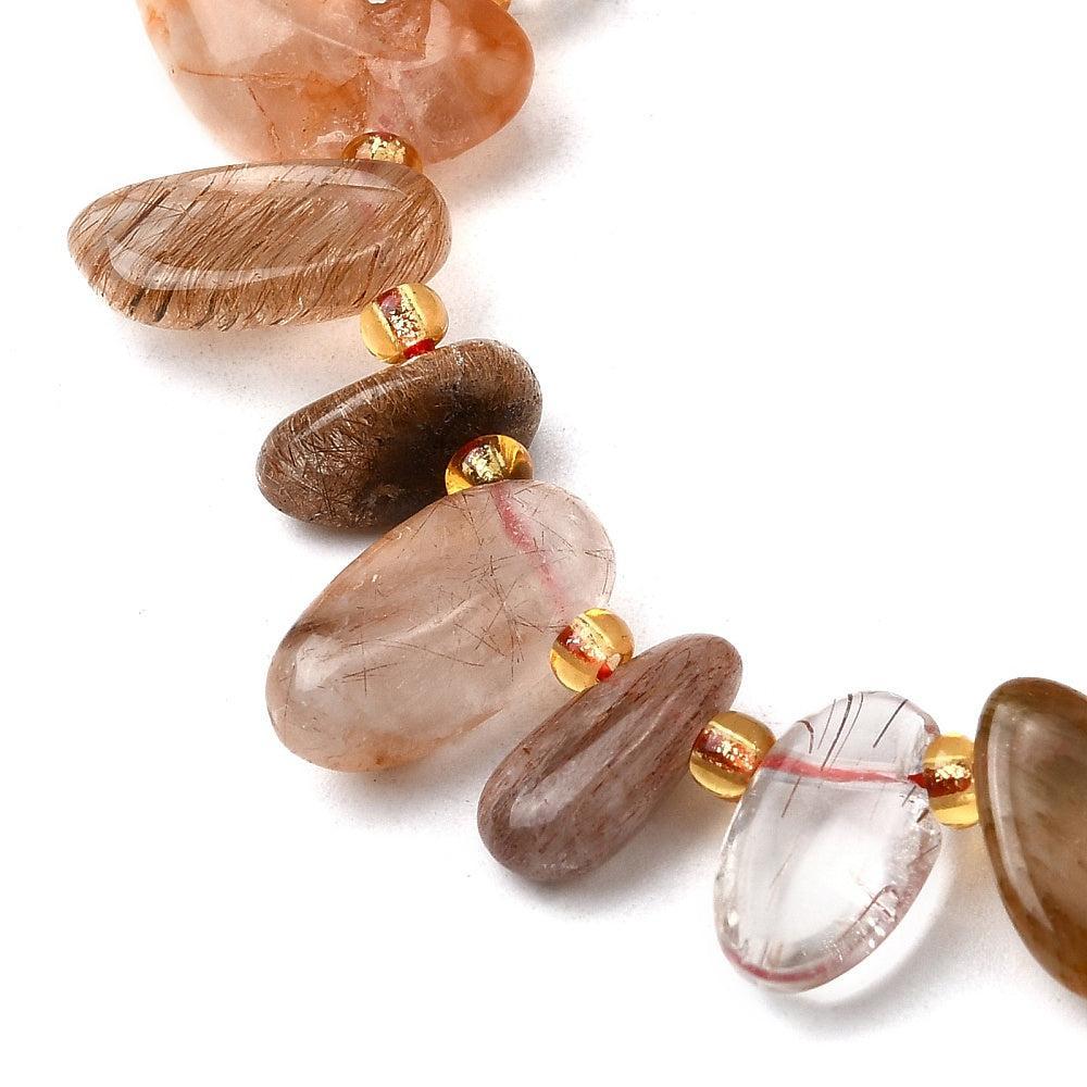 Edelsteen kraal Rutielkwarts nugget ±13mm - per stuk-Kralen-Kraaltjes van Renate