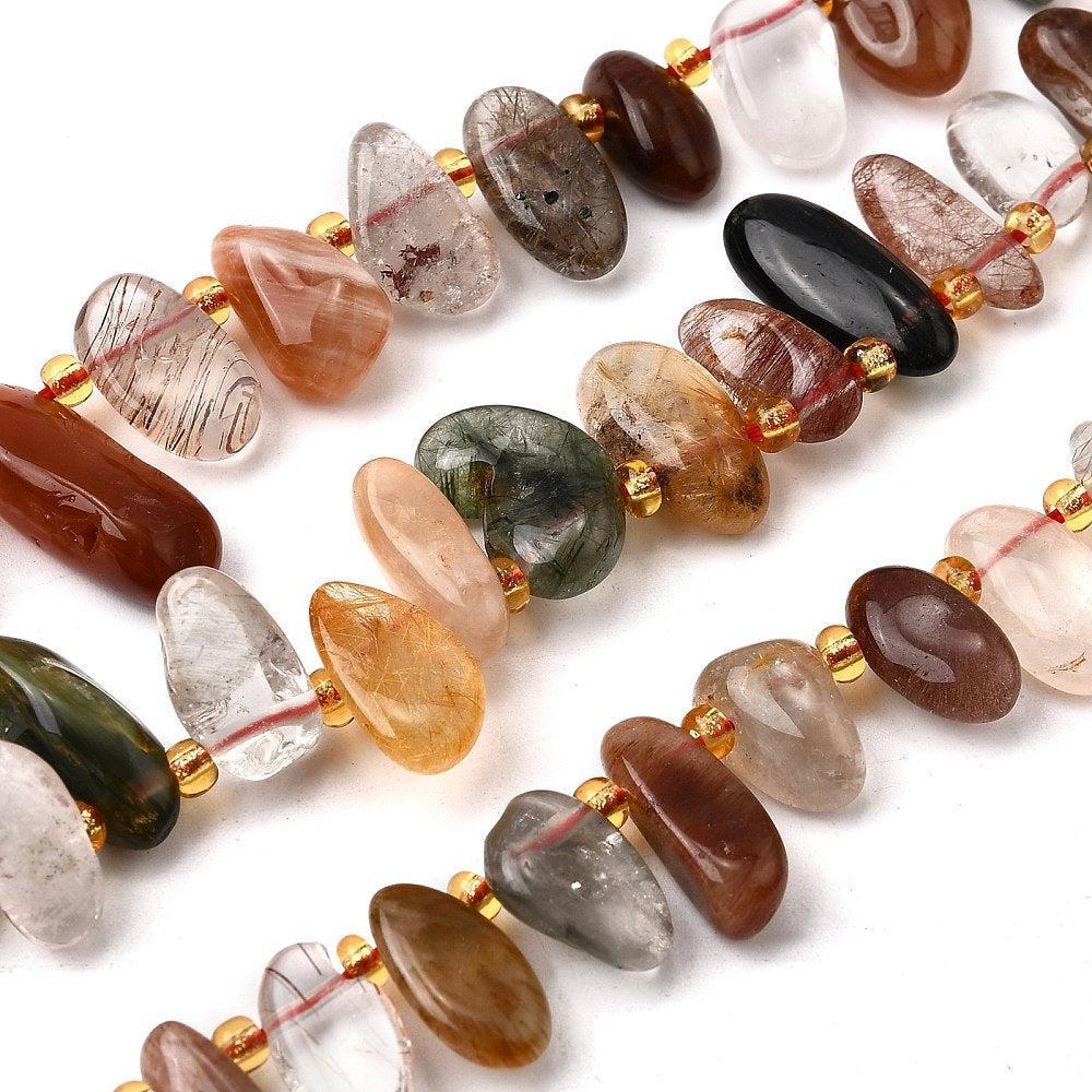 Edelsteen kraal Rutielkwarts nugget ±13mm - per stuk-Kralen-Kraaltjes van Renate