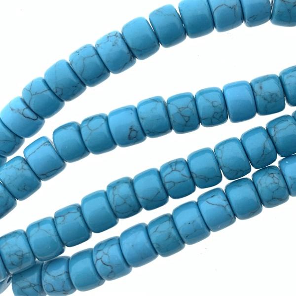 Edelsteen kraal Turquoise blauw 8x6mm Ø1mm - 4 stuks-Kraaltjes van Renate