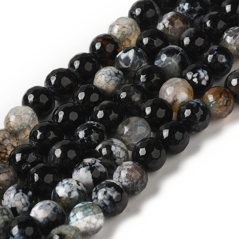 Edelsteen kraal agaat faceted crackle black/white 8mm-Kralen-Kraaltjes van Renate