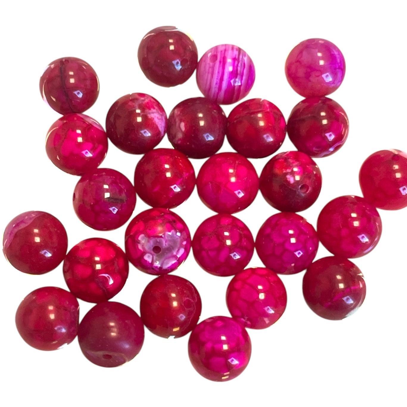 Edelsteen kraal agaat magenta rond 10mm - per stuk-Kralen-Kraaltjes van Renate