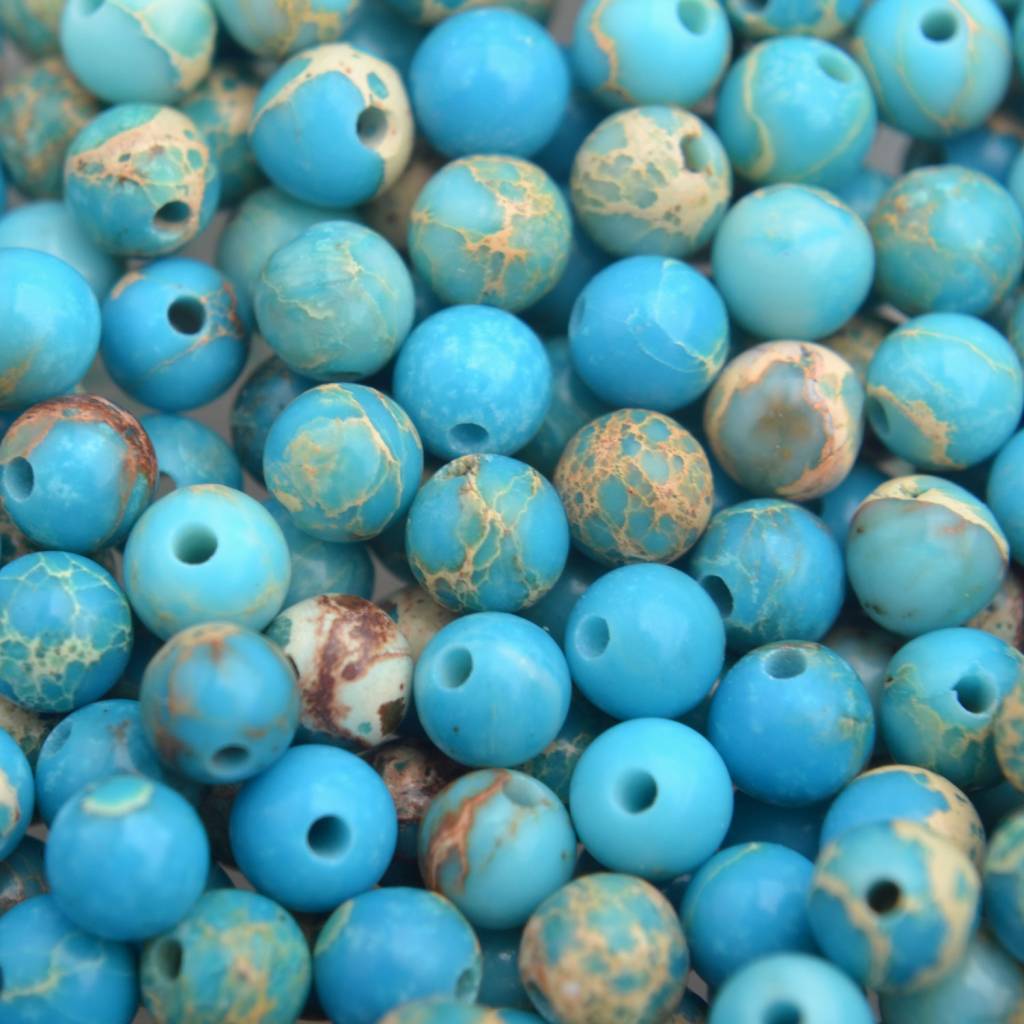 Edelsteen kraal aqua Regaliet rond 4mm - 10 stuks-Kraaltjes van Renate
