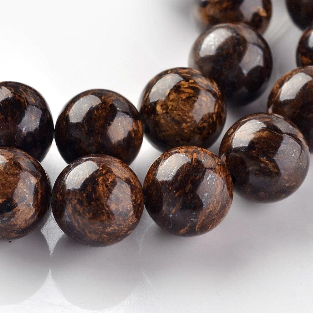 Edelsteen kraal bronzite bruin rond 8mm-Kralen-Kraaltjes van Renate