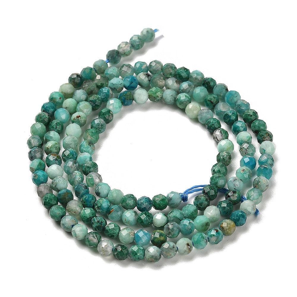 Edelsteen kraal chrysocolla Facet 3mm - per streng (± 123 stuks)-Kralen-Kraaltjes van Renate