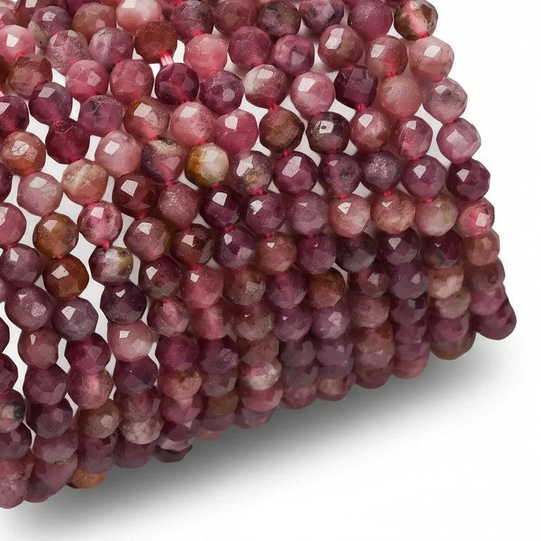 Edelsteen kraal facet Rond Tourmaline Roze 3mm - per 20 stuks-Kraaltjes van Renate
