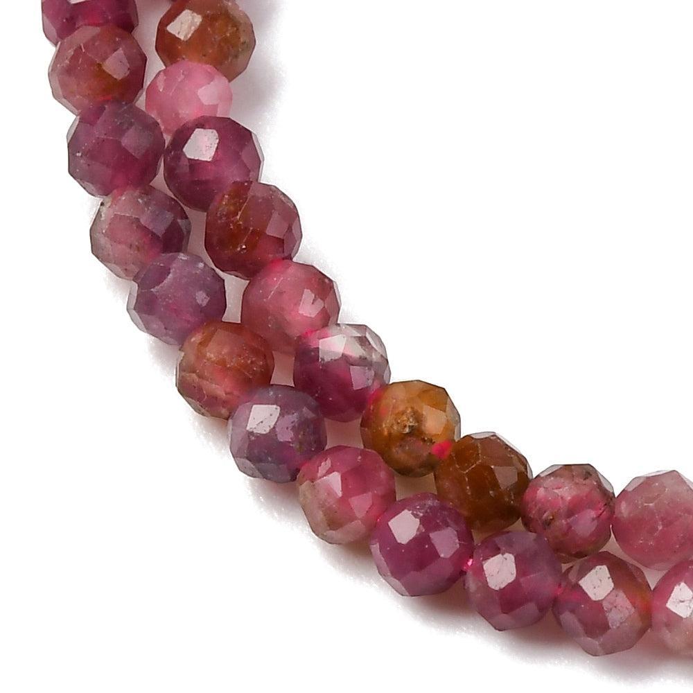 Edelsteen kraal facet Rond Tourmaline Roze 3mm - per 20 stuks-Kraaltjes van Renate