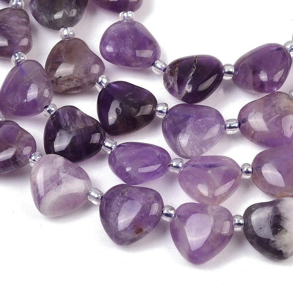 Edelsteen kraal hart Amethist paars 12mm - per stuk-Kralen-Kraaltjes van Renate