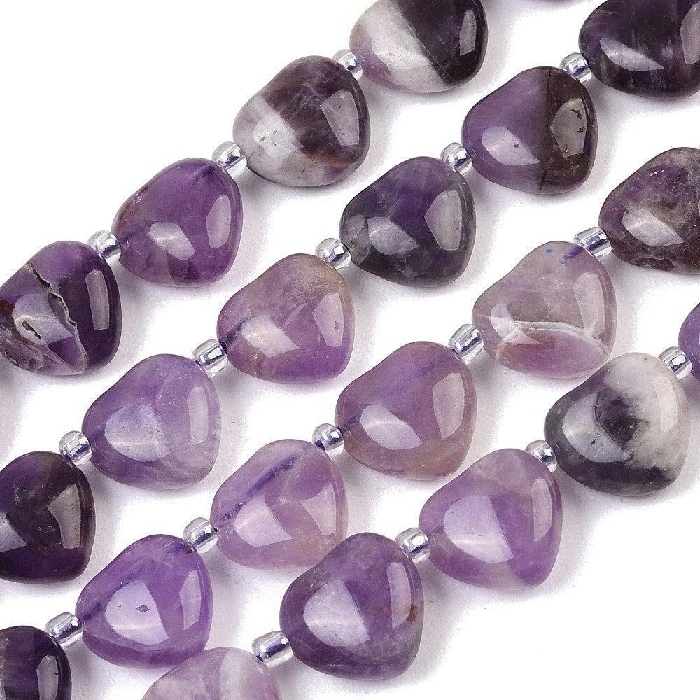 Edelsteen kraal hart Amethist paars 12mm - per stuk-Kralen-Kraaltjes van Renate