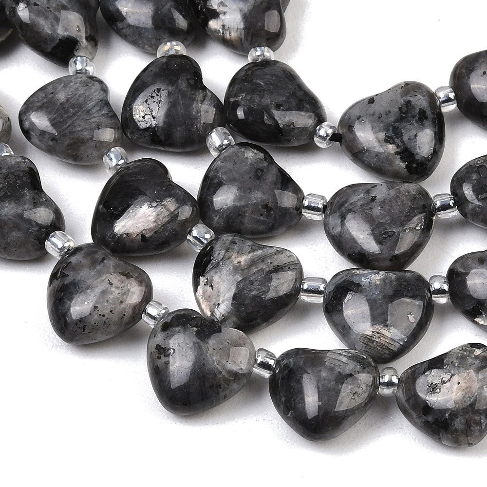 Edelsteen kraal hart Larvikiet grijs 12mm - per stuk-Kralen-Kraaltjes van Renate