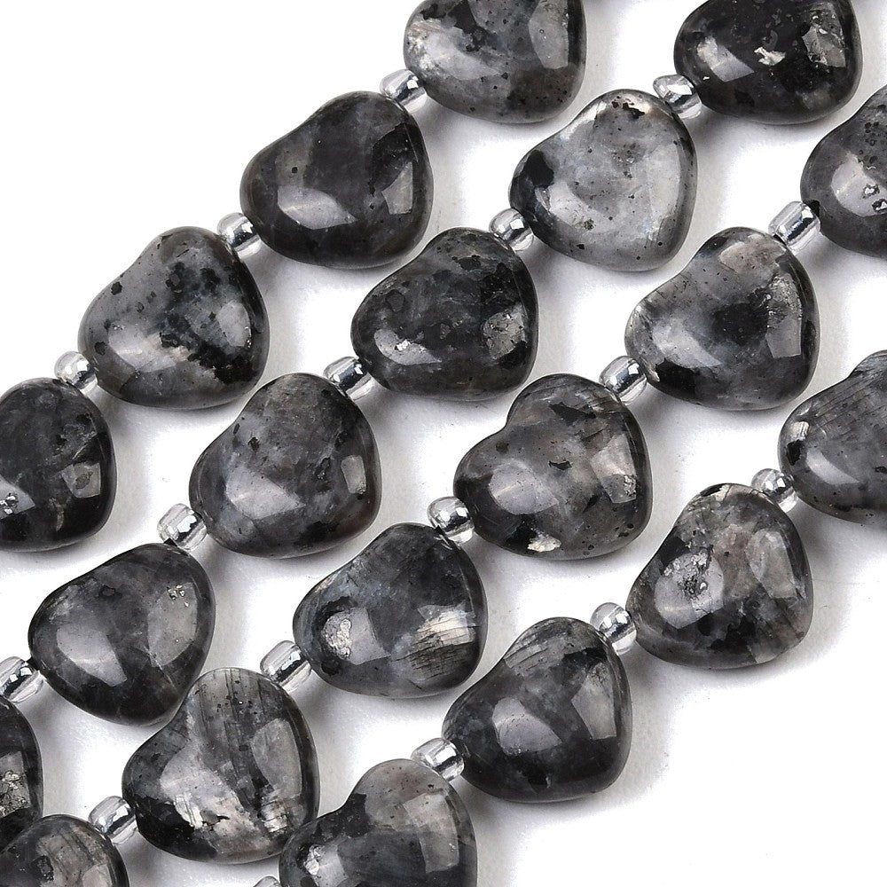 Edelsteen kraal hart Larvikiet grijs 12mm - per stuk-Kralen-Kraaltjes van Renate