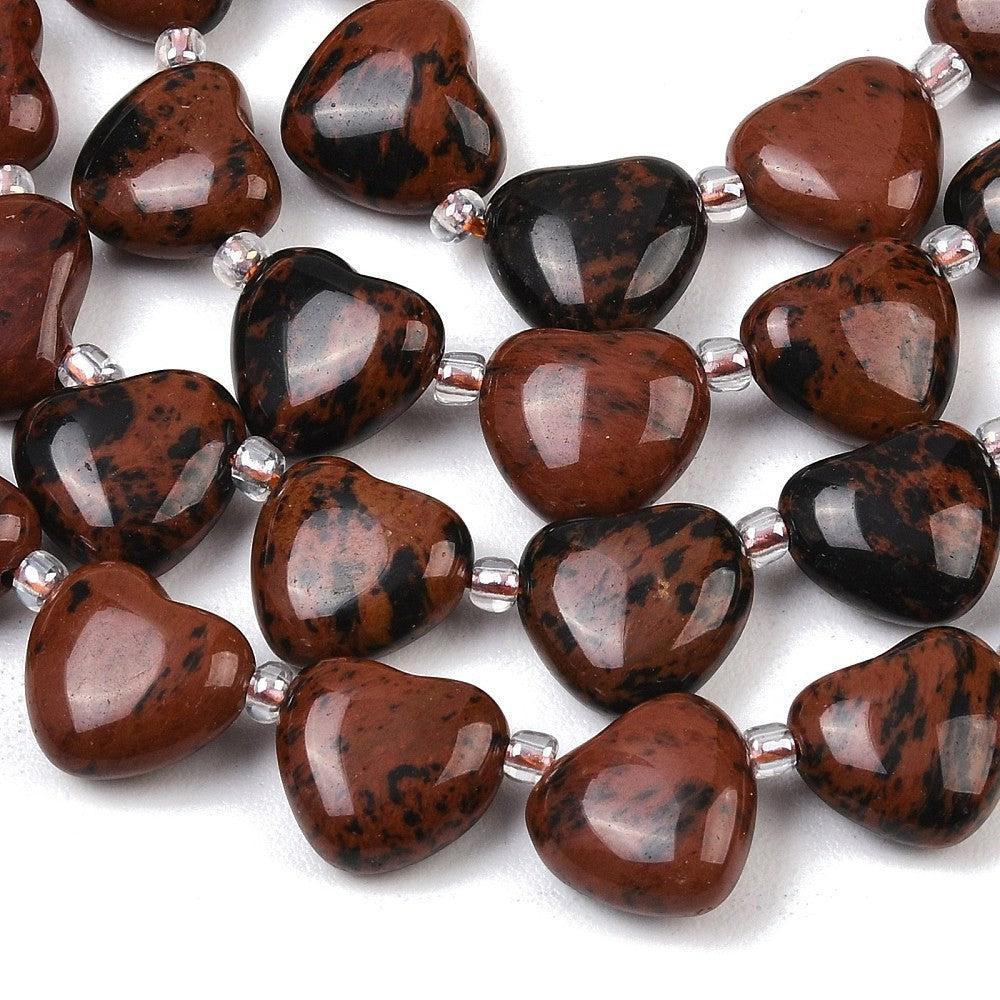 Edelsteen kraal hart Obsidiaan bruin 12mm - per stuk-Kralen-Kraaltjes van Renate