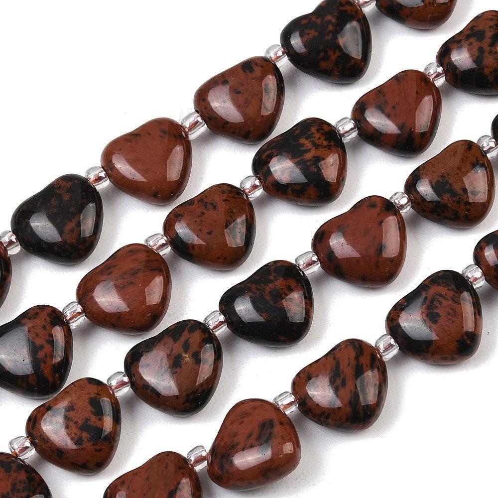 Edelsteen kraal hart Obsidiaan bruin 12mm - per stuk-Kralen-Kraaltjes van Renate