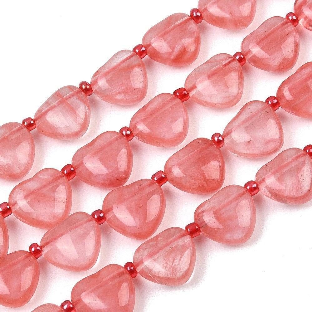 Edelsteen kraal hart Quartz roze 12mm - per stuk-Kralen-Kraaltjes van Renate