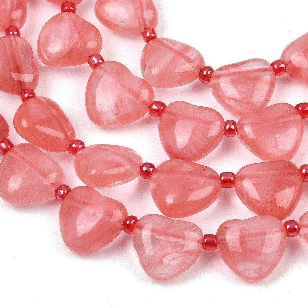 Edelsteen kraal hart Quartz roze 12mm - per stuk-Kralen-Kraaltjes van Renate