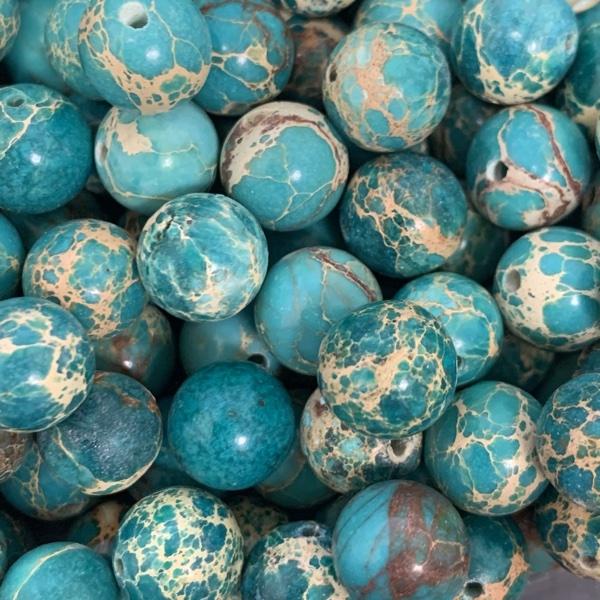 Edelsteen kraal imperial jasper dark turquoise rond 10mm-Kraaltjes van Renate