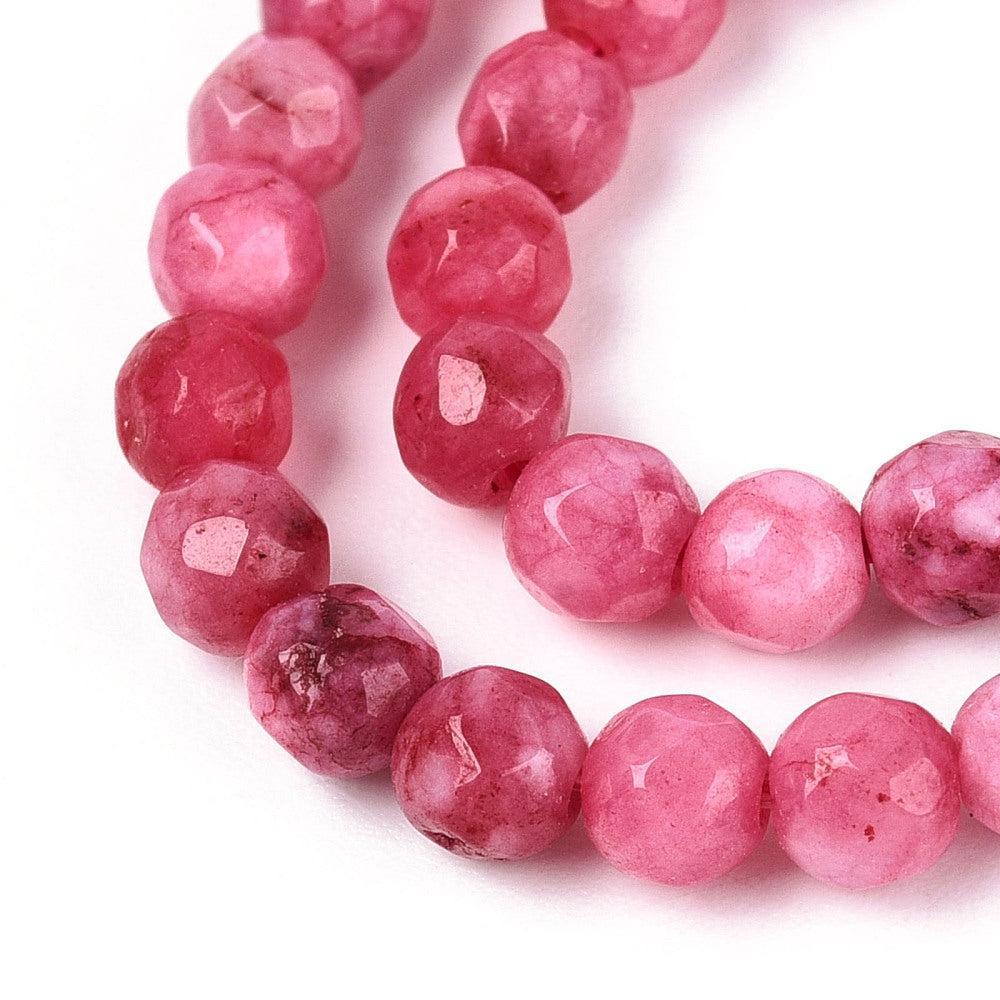 Edelsteen kraal jade facet cerise 4mm - 25 stuks-Kralen-Kraaltjes van Renate