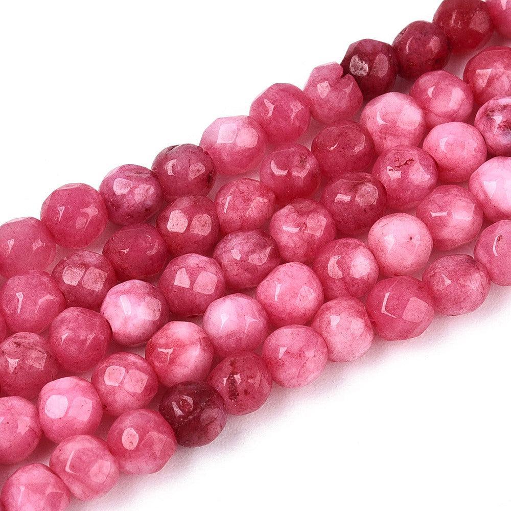 Edelsteen kraal jade facet cerise 4mm - 25 stuks-Kralen-Kraaltjes van Renate