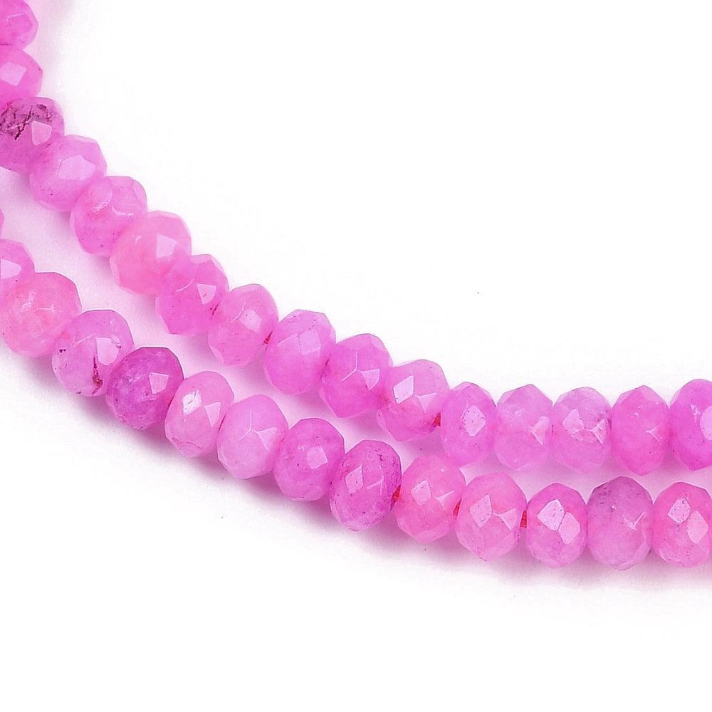 Edelsteen kraal jade facet magenta 4mm - 27 stuks-Kralen-Kraaltjes van Renate