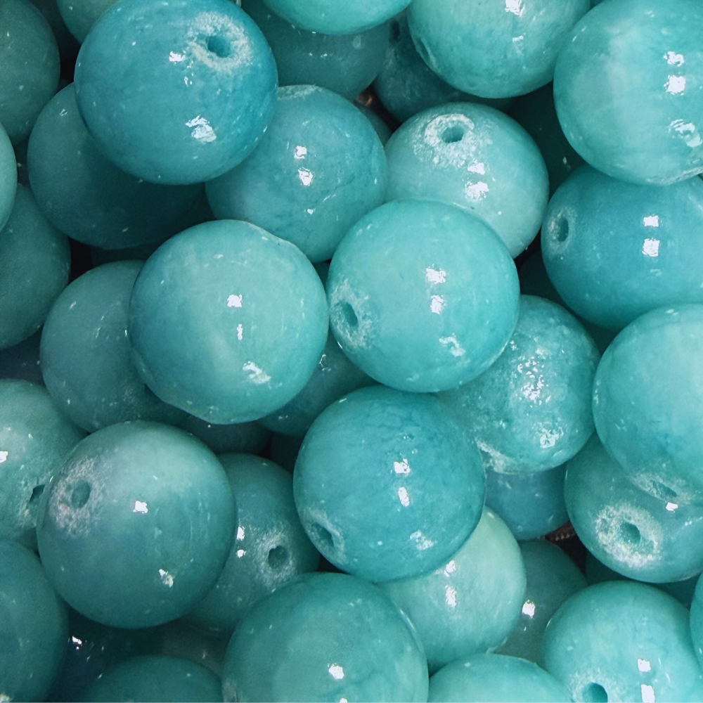 Edelsteen kraal malaysia jade Aqua Blauw rond 12mm - per stuk-Kralen-Kraaltjes van Renate