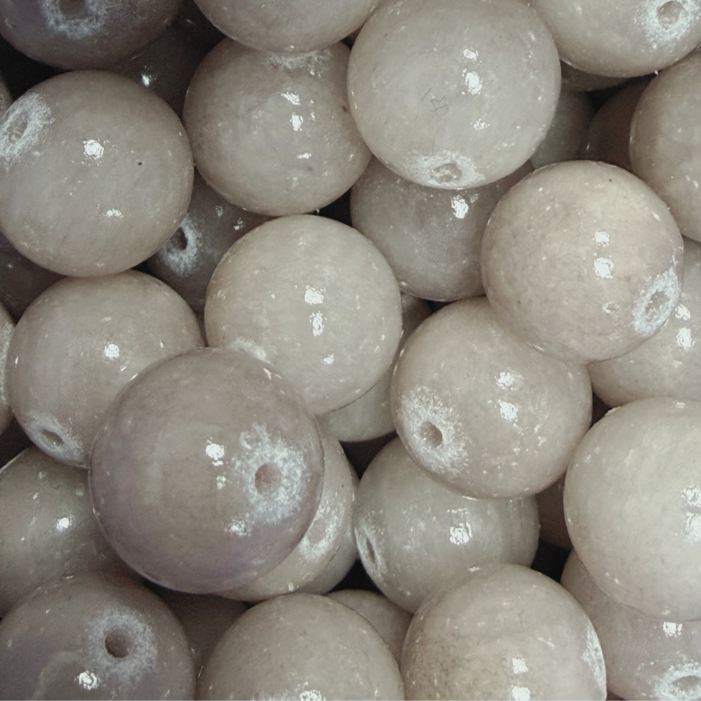 Edelsteen kraal malaysia jade Beige Grijs rond 12mm - per stuk-Kralen-Kraaltjes van Renate