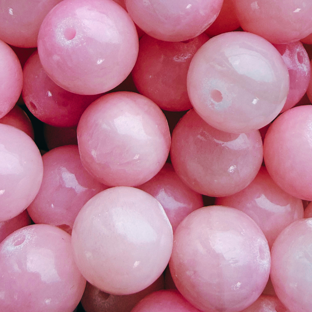 Edelsteen kraal malaysia jade Licht Roze rond 12mm - per stuk-Kralen-Kraaltjes van Renate