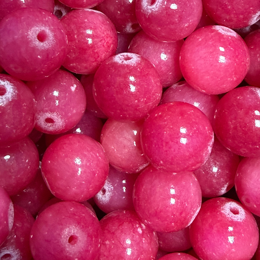 Edelsteen kraal malaysia jade Roze rond 12mm - per stuk-Kralen-Kraaltjes van Renate