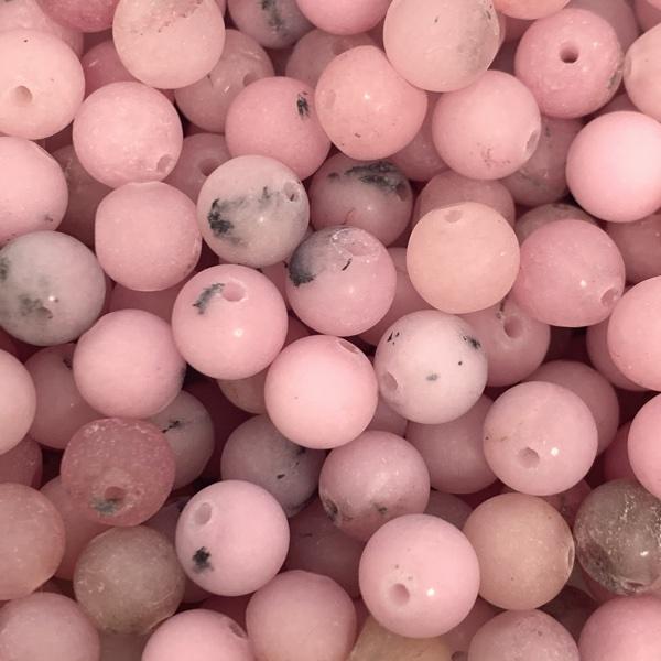 Edelsteen kraal natural cherry blossom jasper frosted rond 8mm-Kraaltjes van Renate
