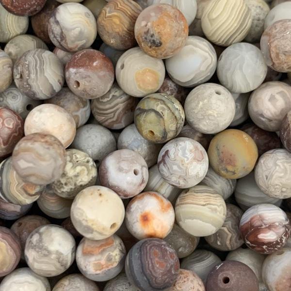 Edelsteen kraal natural crazy agate frosted rond 8mm-Kraaltjes van Renate