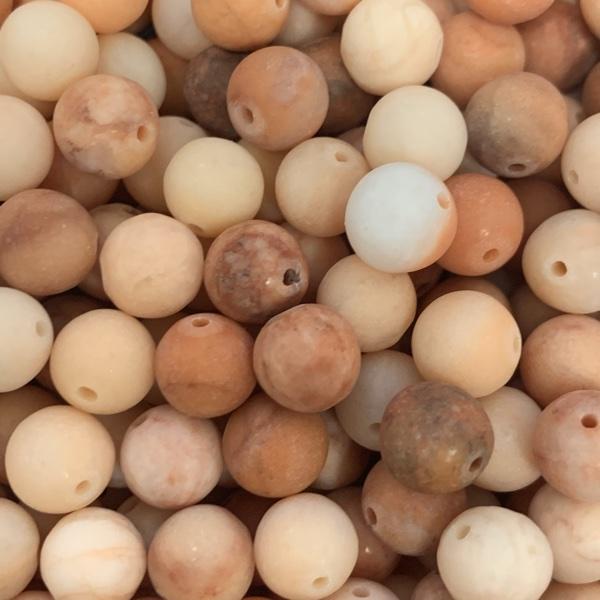 Edelsteen kraal natural pink aventurine frosted rond 8mm-Kraaltjes van Renate