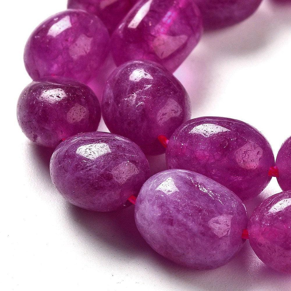 Edelsteen kraal ovaal Jade Fuchsia Paars 11mm - per stuk-Kralen-Kraaltjes van Renate
