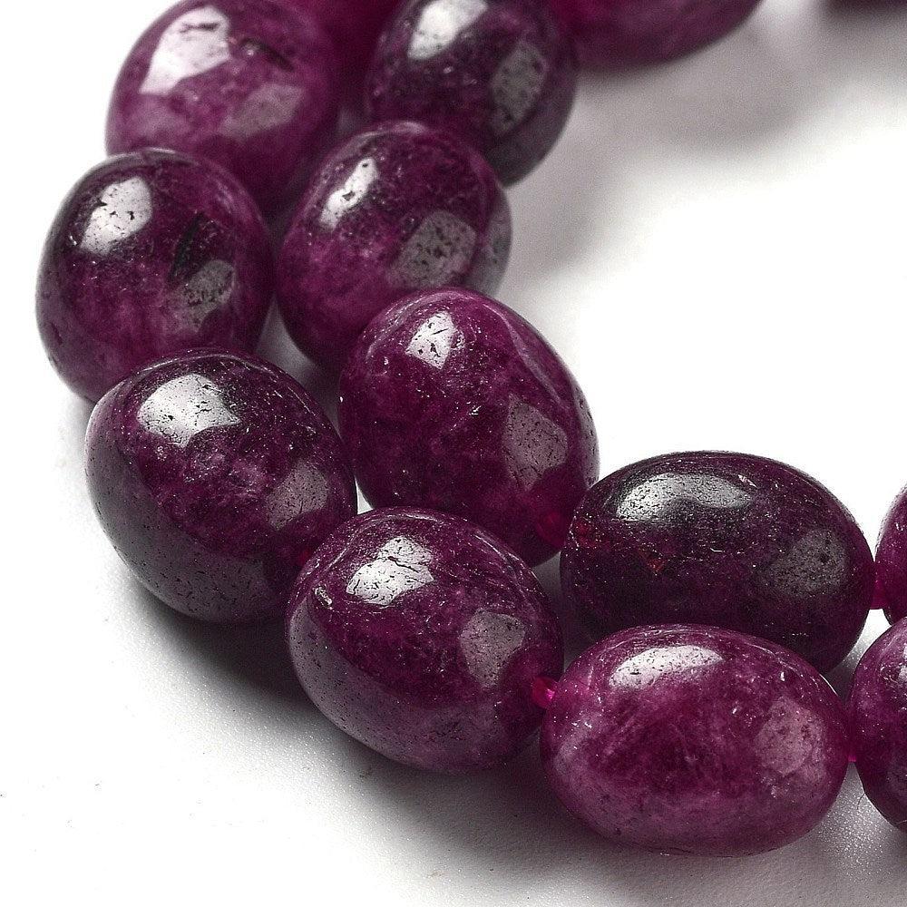 Edelsteen kraal ovaal Jade Paars 11mm - per stuk-Kralen-Kraaltjes van Renate