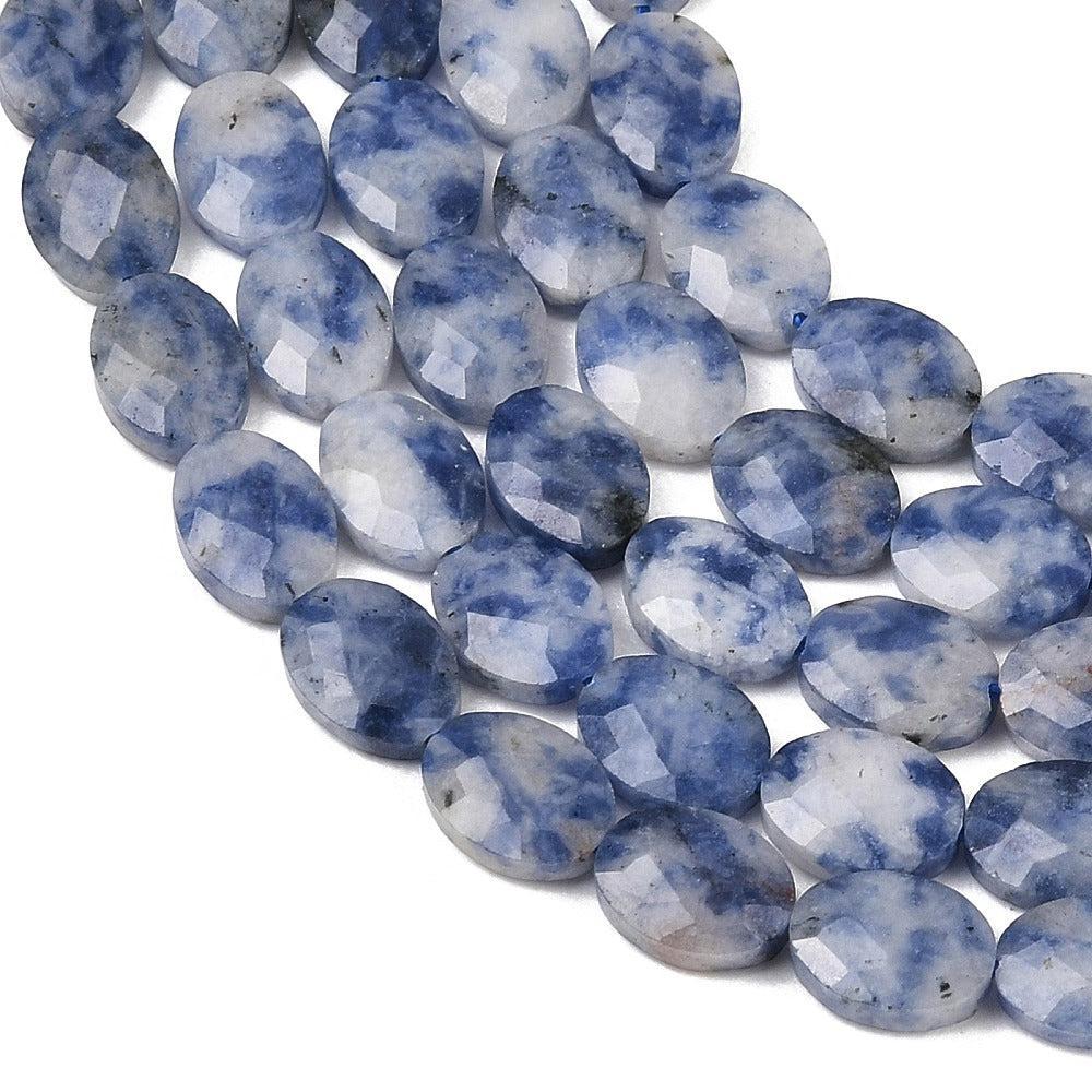 Edelsteen kraal ovaal facet Jasper blauw 8mm - per stuk-Kralen-Kraaltjes van Renate