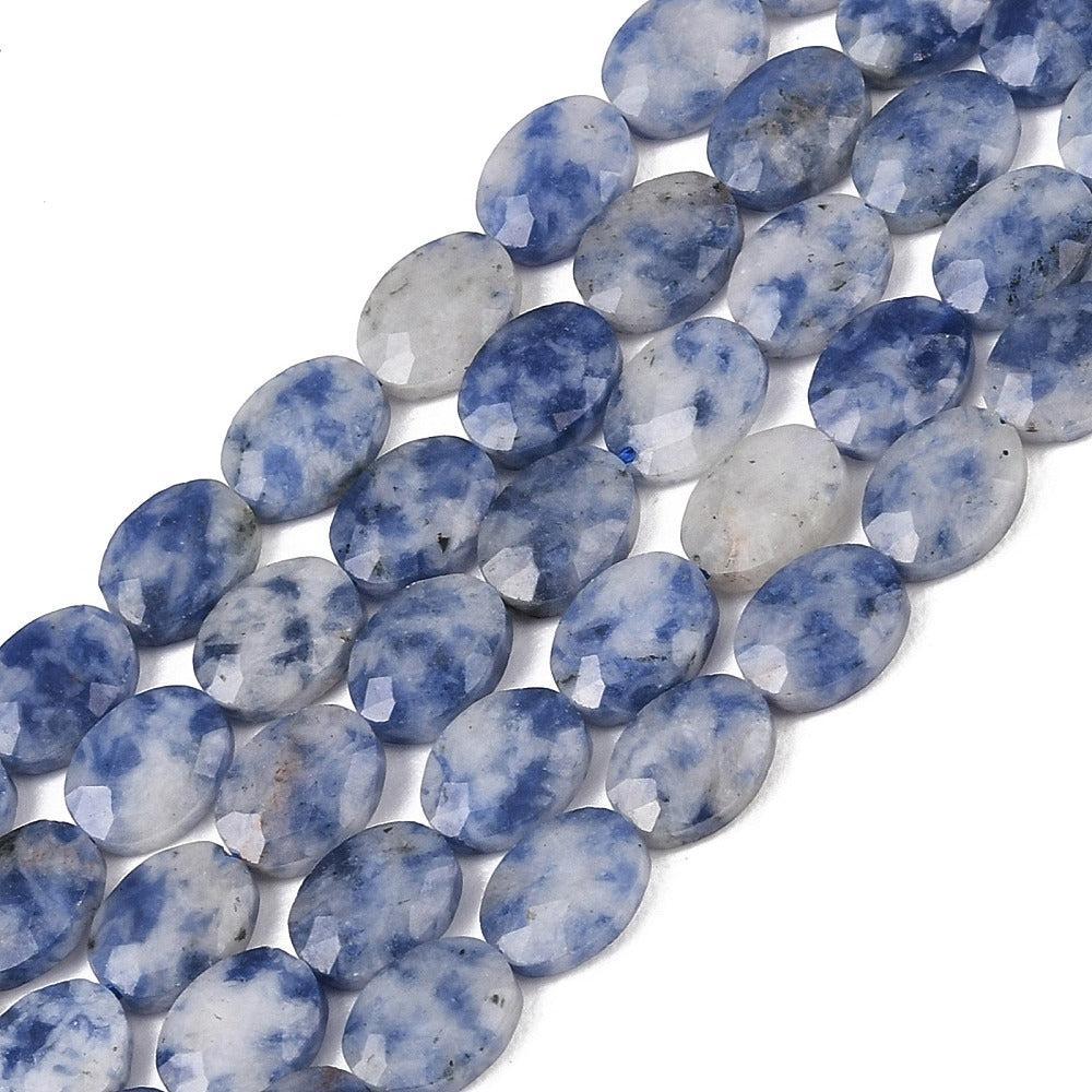 Edelsteen kraal ovaal facet Jasper blauw 8mm - per stuk-Kralen-Kraaltjes van Renate