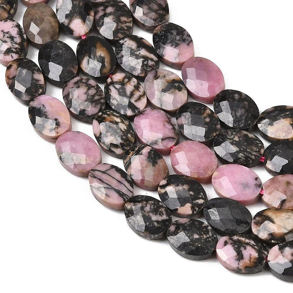Edelsteen kraal ovaal facet Rhodoniet 8mm - per stuk-Kralen-Kraaltjes van Renate