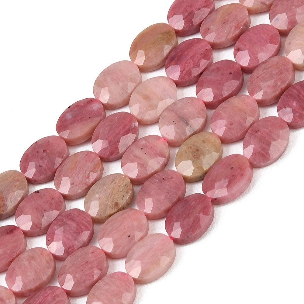 Edelsteen kraal ovaal facet Rhodoniet 8mm - per stuk-Kralen-Kraaltjes van Renate