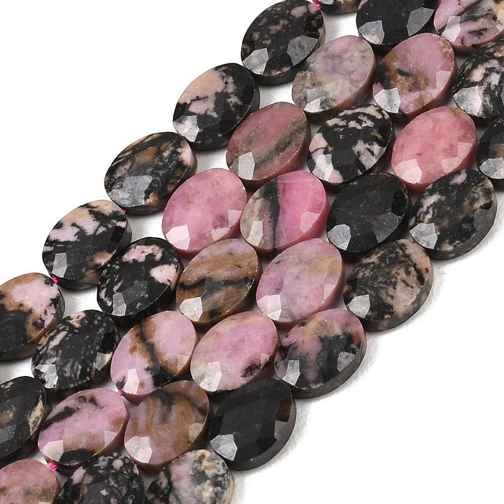 Edelsteen kraal ovaal facet Rhodoniet 8mm - per stuk-Kralen-Kraaltjes van Renate