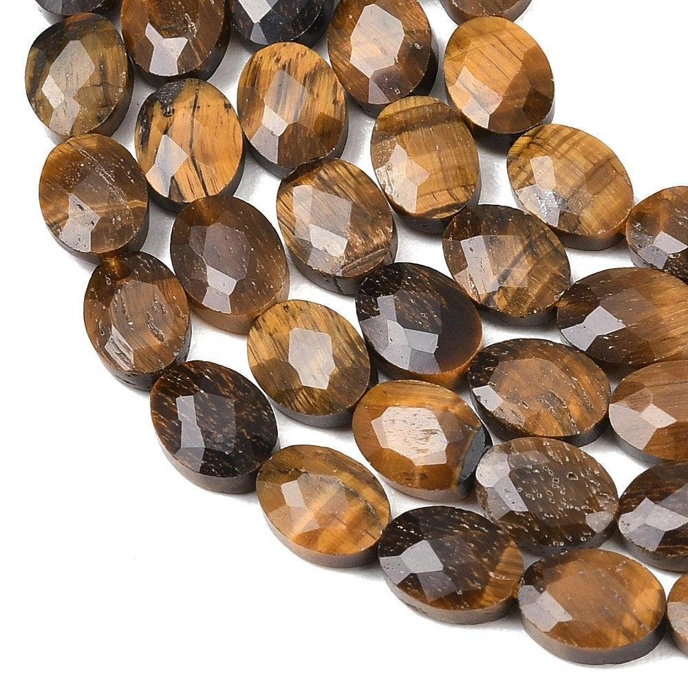 Edelsteen kraal ovaal facet Tijgeroog 8mm - per stuk-Kralen-Kraaltjes van Renate