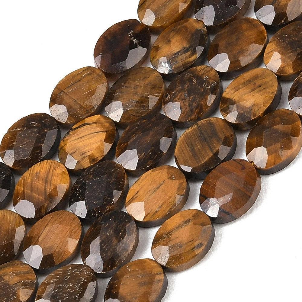 Edelsteen kraal ovaal facet Tijgeroog 8mm - per stuk-Kralen-Kraaltjes van Renate