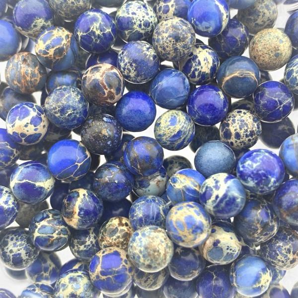 Edelsteen kraal rond Natural Imperial Jasper Blue 8mm-Kraaltjes van Renate