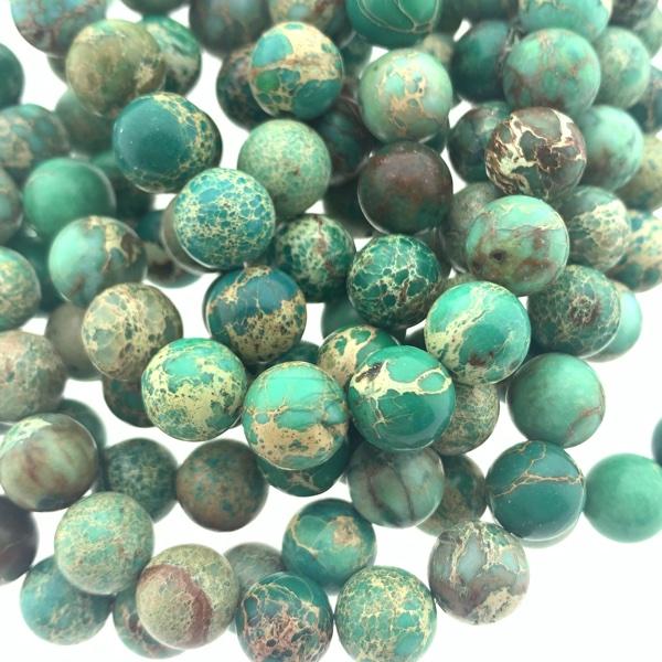 Edelsteen kraal rond Natural Imperial Jasper Dark Cyan 6mm - 10 stuks-Kralen-Kraaltjes van Renate