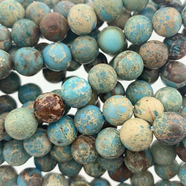 Edelsteen kraal rond Natural Imperial Jasper Light Blue 10mm-Kraaltjes van Renate