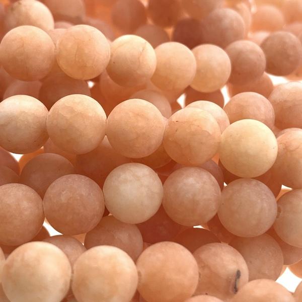 Edelsteen kraal rond jade frosted dark salmon 8mm-Kraaltjes van Renate