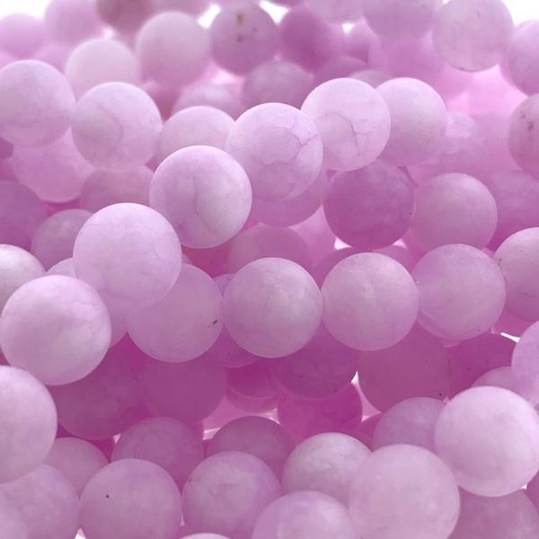 Edelsteen kraal rond jade frosted hot pink 8mm-Kraaltjes van Renate