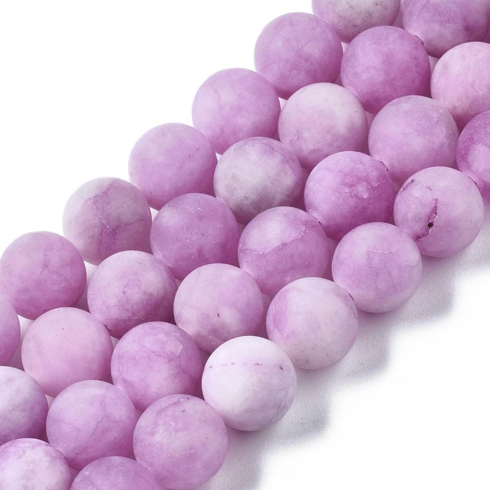 Edelsteen kraal rond jade frosted medium orchid 8mm-Kralen-Kraaltjes van Renate