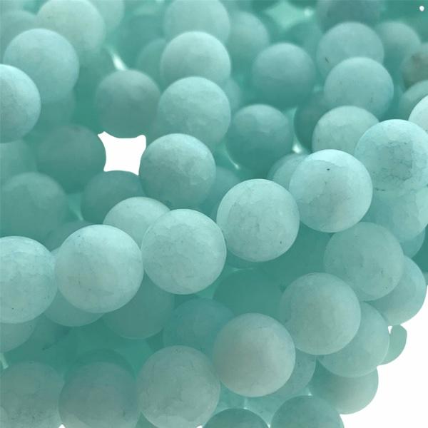 Edelsteen kraal rond jade frosted pale turquoise 8mm-Kraaltjes van Renate