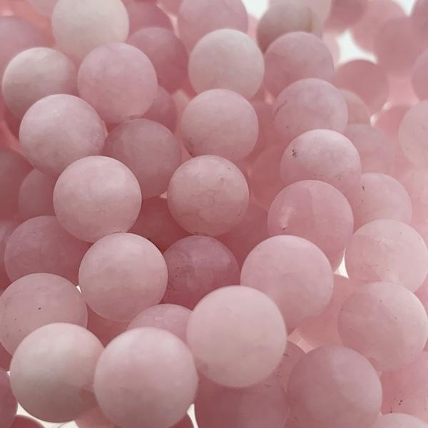Edelsteen kraal rond jade frosted pearl pink 8mm-Kraaltjes van Renate