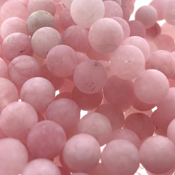 Edelsteen kraal rond jade frosted pink 8mm-Kraaltjes van Renate
