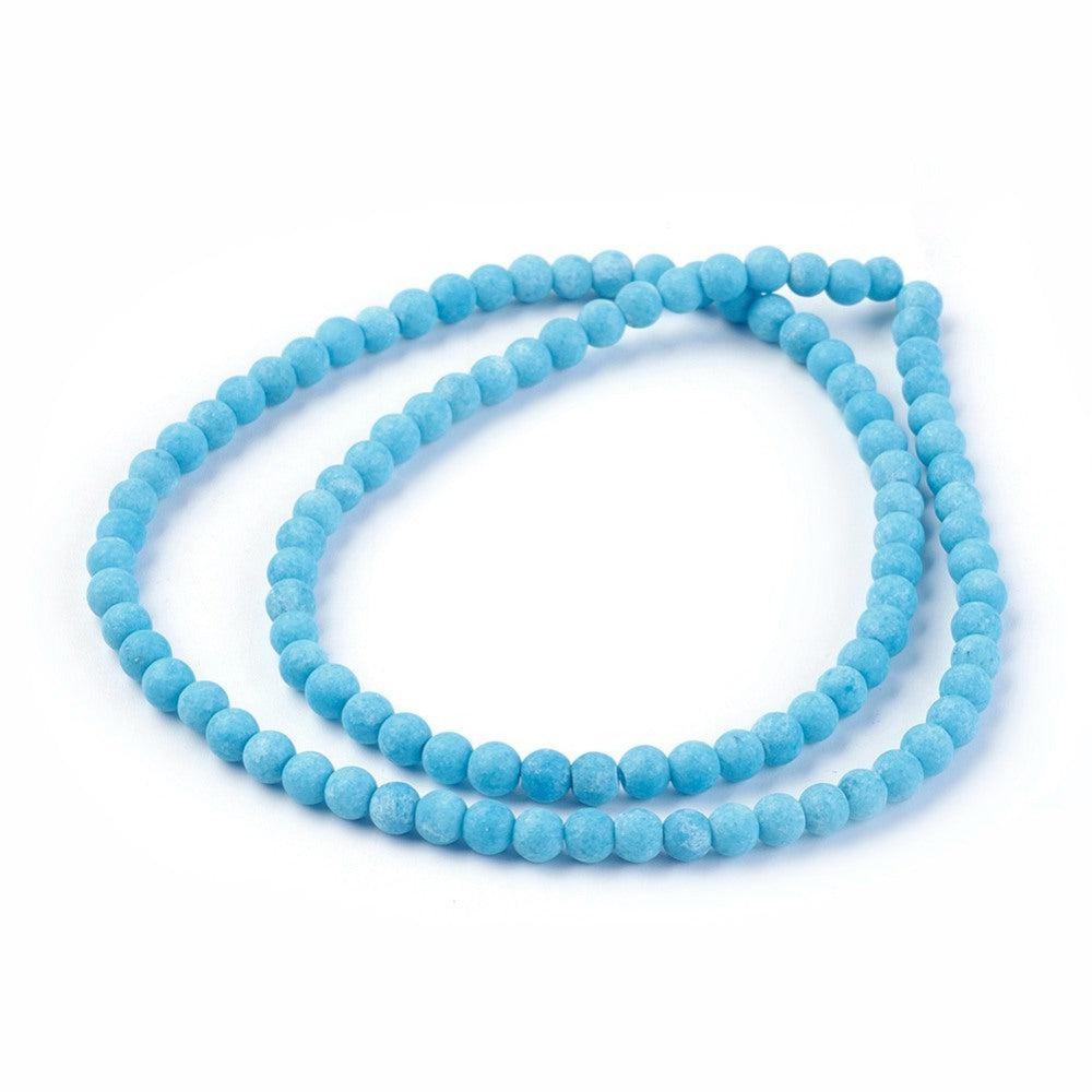 Edelsteen kraal rond jade mat blauw 4mm - 20 stuks-Kralen-Kraaltjes van Renate