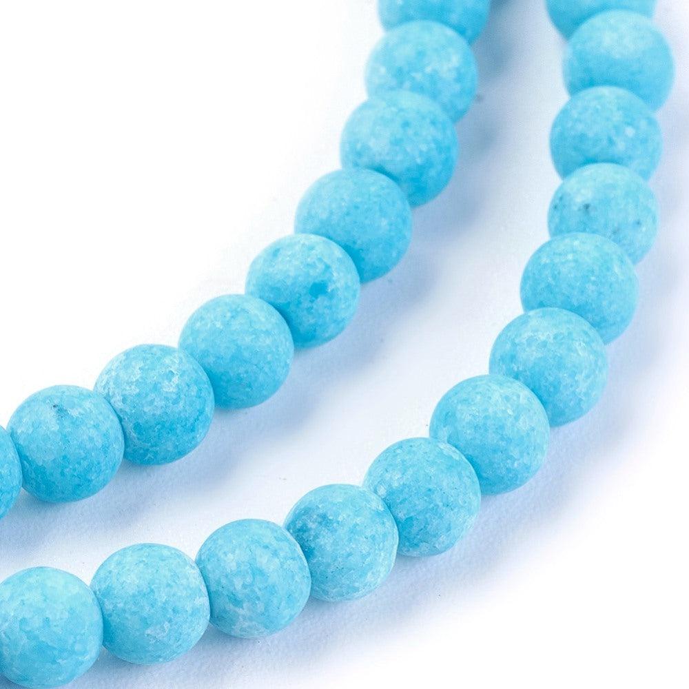 Edelsteen kraal rond jade mat blauw 4mm - 20 stuks-Kralen-Kraaltjes van Renate