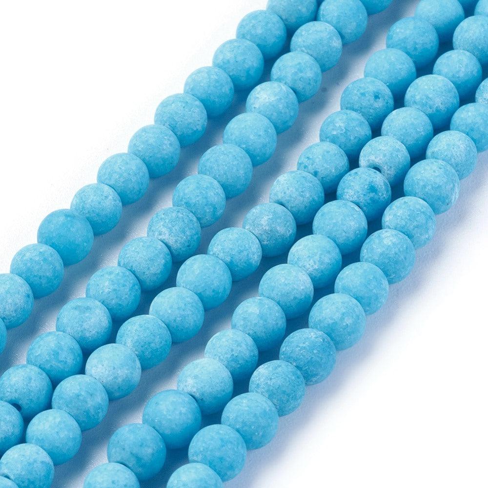 Edelsteen kraal rond jade mat blauw 4mm - 20 stuks-Kralen-Kraaltjes van Renate